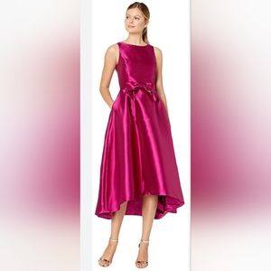 Tahari by ASL, Mikado Bow Front, Magenta, High Low Dress Sz 16, NWT
